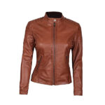 Womens Slim Fit Brown Leather Jacket