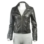 Ladies Black Moto Leather Jacket