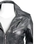 fabricated Ladies Black Biker Jacke