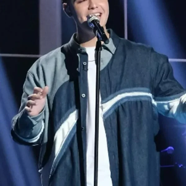 TV-Show American Idol S22 Jordan Anthony Two-Tone Panel Denim Shirt