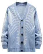 Kayko Skeleton Print Light Blue Cardigan Sweater