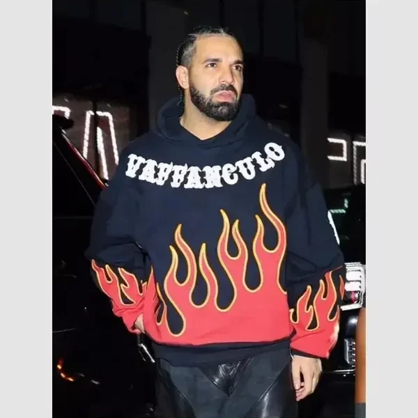 Drake Red Flame Black Pullover Hoodie