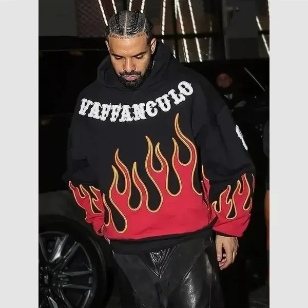 Drake Red Flame Black Pullover Hoodie