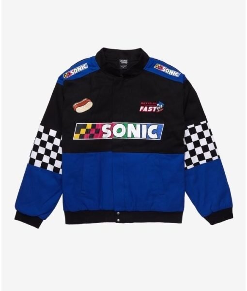 Sonic Lettering Hedgehog Racing Checkered Jacket