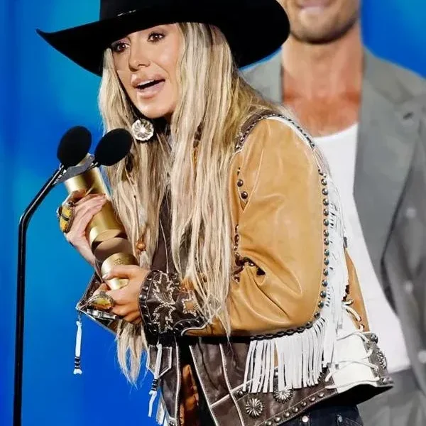 2024 People’s Choice Awards Lainey Wilson Brown Fringe Jacket