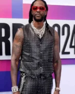 2 Chainz Bet Awards 2024 Black Leather Vest