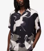 Access Daily Scott Evans Black Bird Print Shirt