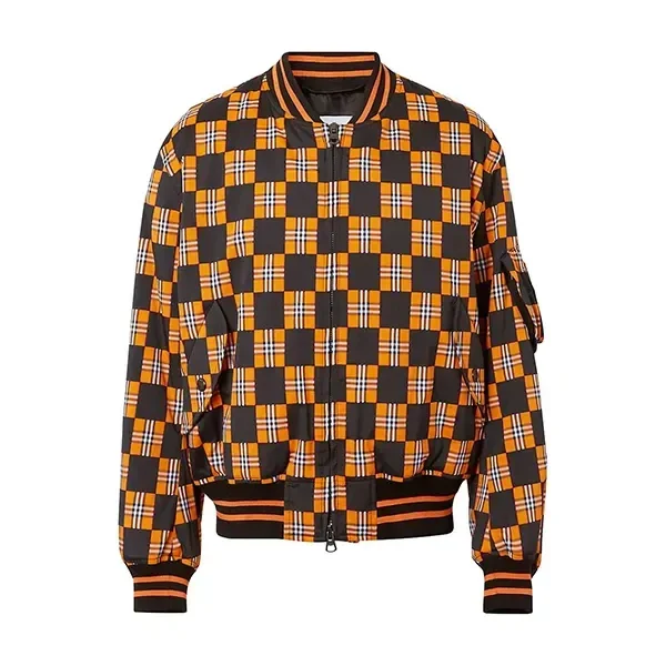 Bel-Air Olly Sholotan Orange Checkered Bomber Jacket