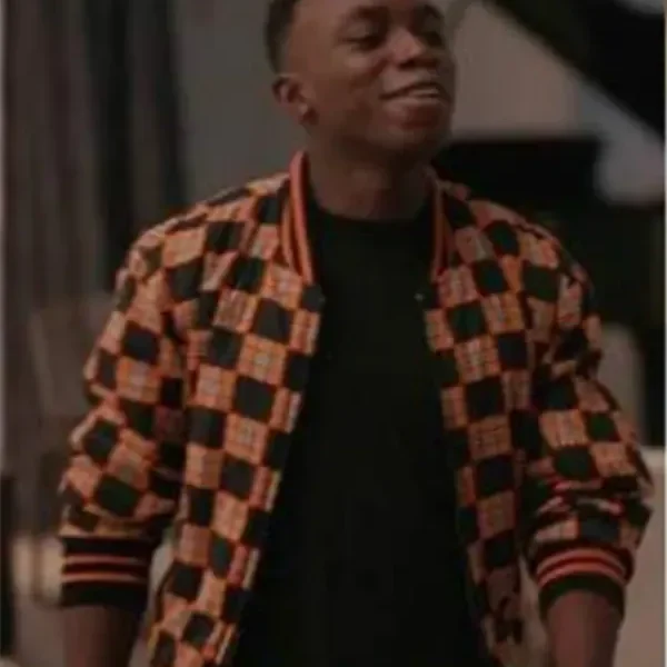 Bel-Air Olly Sholotan Orange Checkered Bomber Jacket