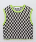 Lily Collins Netflix TV-Series Emily In Paris Season 2 Emily Cooper Checkerboard Top