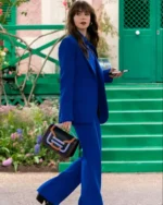 Lily Collins Emily in Paris S04 Blue Suit