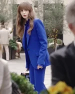 Lily Collins Emily in Paris S04 Blue Suit