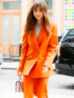 Netflix TV-Series Emily In Paris Lily Collins Orange Suit