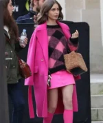 Lily Collins Emily in Paris Emily Pink Trench Coat