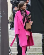 Lily Collins Emily in Paris Emily Pink Trench Coat