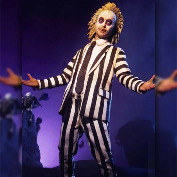 Beetlejuice Beetlejuice Michael Keaton Black & White Striped Suit