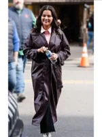 Mabel Mora Only Murders In The Building S03 Selena Gomez Burgundy Leather Coat