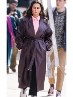 Mabel Mora Only Murders In The Building S03 Selena Gomez Burgundy Leather Coat