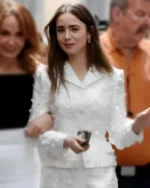 Lily Collins TV Series Emily In Paris S04 Emily Cooper Embroidered White Jacket