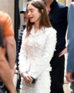 Lily Collins TV Series Emily In Paris S04 Emily Cooper Embroidered White Jacket