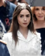 Lily Collins TV Series Emily In Paris S04 Emily Cooper Embroidered White Jacket