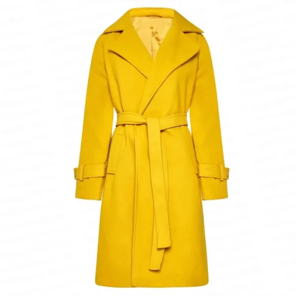 The Substance 2024 Elisabeth Sparkle Demi Moore Yellow Trench Coat