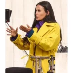 The Substance 2024 Elisabeth Sparkle Demi Moore Yellow Trench Coat