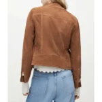 Billions S07 Piper Perabo Brown Suede Moto Jacket