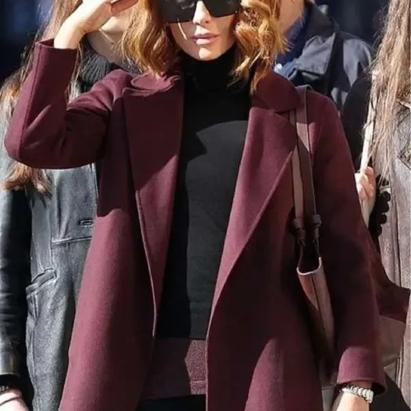 Kate Beckinsale Maroon Coat